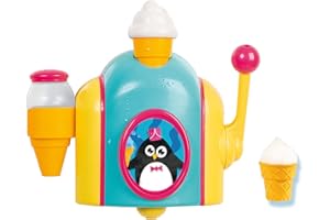 TOMY Toomies Foam Cone Factory Baby Bath Toy , Ice Cream Themed Bubble Making Toy , Kids Water Play Suitable For 18M and 2 3 and 4 Year Old Boys and Girls