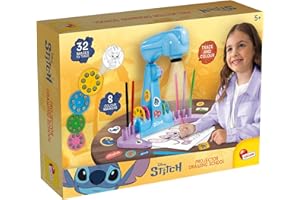 LISCIANIGIOCHI Lisciani – Disney Stitch – École de Dessin par Projection pour Enfants dès 5 Ans – Projecteur LED avec 4 Disques – Kit Créatif avec Feutres, Autocollants et Feuilles – Activité Manuelle sans Écran