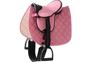 Helga Kreft 50088 Sattelset für Gartenpferd für Susi + Tamme, Sattel rosa und Schabracke mit Karosteppung, 28 x 35 x 31 cm