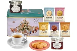 LAIZY STUFF Breakfast Tea and Biscuits Gift Set Hamper with New English Peter Rabbit Christmas Breakfast Tea Tin bundled with Strawberry and Raspberry Jams, and Luxury Borders Biscuits - Afternoon Tea Hamper
