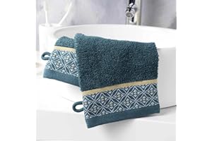 1001KDO POUR LA MAISON Lot de 2 Gants de Toilette Art-Chic Beline Bleu