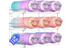 VEXNOOK Uchwyt na butelki, na lodówkę, 9 butelek, możliwość układania w stos, wydajny organizer na lodówkę i szafkę, praktyczny regał na wino, można układać w stos, zapewnia porządek i stabilność (3 warstwy,