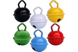 MUSIKID Petits Grelots Musicaux Couleurs Banc + Noir + Jaune + Rouge + Vert + Bleu (6 clochettes 15mm) Chiens Montessori Instruments Noël Anniversaire Décorations