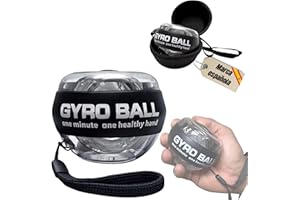Giroscopio de Mano para Fortalecer Muñeca y Antebrazo PREMIUM PMR SHOP® | Gyro Ball con Inicio Automático y Correa | Ejercitador de Mano Compacto con Funda y Manual