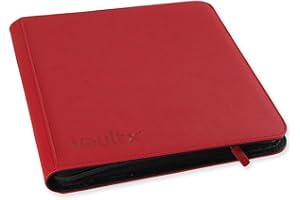 Vault X 12 XL Pocket Trading Card Zip Binder - 624 cards, Premium Exo-Tec Album Material, 26 Side-Loading Pages, Folder for Collectible Card Games, Sports, TCG (Red)