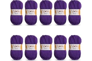 Wollidu Mila Fil à tricoter pour crochet et tricot - 10 x 50 g/133 m - 100 % polyacrylique - Violet