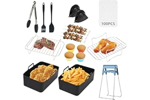Beslands Accessoires pour Air Fryer Set de 12, Moule en Silicone pour Friteuse à Air 7.6L-9.5L Ninja Dual, Compatible avec les Fours et les Micro-ondes