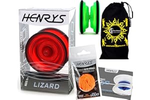 HENRYS YOYO'S Henrys LIZARD YoYo (RED) Professional Entry-Level YoYo +Instructional Booklet of Tricks, 6x EXTRA STRINGS +Travel Bag! Pro YoYos For Kids and Adults!