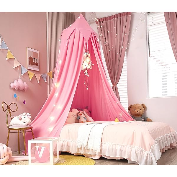 Crib Canopy LOAOL Kids With Pom Pom Hanging Canopy For Baby Bed Canopy