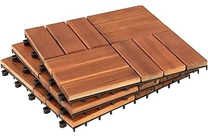 ESTEXO Terrassenfliesen Klickfliesen Holzfliesen 11x Platten Balkon Fliesen Garten 1m² 30x30 cm Holz Akazie Mosaik