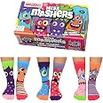 United Oddsocks Zoomers – Scatola Da 6 Calzini Spaiati Per Ragazzi, Taglia UK 12-5.5/EUR 30.5-38.5, Cotone, Mix & Match