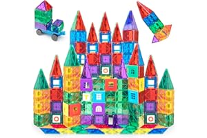 Playmags 150 Pcs Klocki Magnetyczne - Silniejsze magnesy Solidna Super Durable z Vivid jasny kolor płytek - 18 Kawałek Clickins Akcesoria do Zwiększ swoją kreatywność Zawiera Car Connectivity
