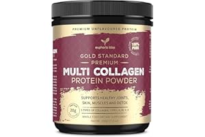 EUPHORIA BLISS Multi Collagen Protein Powder 500G | Unflavoured | Types I, II, III, V & X, Hydrolyzed Grass Fed Bovine | Wild Caught Fish | Free-Range Chicken & Eggshell Collagen | Halal