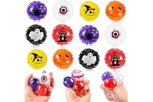 Amyang 12Pcs Halloween Party Favors for Kids, Halloween Mini Stress Balls, Halloween Treat Bags Gifts Stress Relief Trick or Treat Classroom Rewards for Halloween Party Bag Fillers