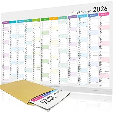 Calendario Mensile 2026 Organizzazione Famigliare, 30x40 Cm, Colonne 6 Persone, 252 Adesivi, Liste Spesa Staccabili