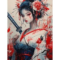 Kit Diamond Painting 5D Pour Adultes Débutants - Motif Dame Japonaise & Fleur De Cerisier 30x40 Cm, Toile HD, Diamants Ronds Brillants - 3
