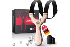 ‎HITX HITX® Zwille Steinschleuder Bundle Set | Slingshot Schleuder für Jede Handgröße | Katapult mit starkem Gummiband | Schleuder Zwille mit 100 Stahlkugeln und Ersatzgummiband