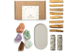 BESOULS Kit Premium “Los Sueños se Hacen Realidad” –8 Palo Santo para Quemar,2 Salvia Blanca, 5 Piedras Mágicas + QR Contenido Digital – Limpieza Energética, Amuleto Buena Suerte (Los Sueños Realidad)