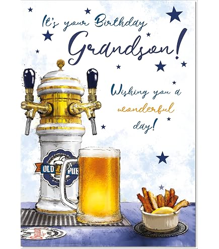 Geburtstagskarte Für Den Enkel – „Happy Birthday Special Grandson“ Mit Bier-Motiv