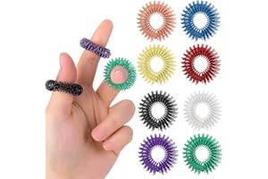 Addein 10 Pieces Pieces Acupressure Rings, Spiky Sensory Finger Rings, Silent Finger Massage Roller, Silent Anxiety and Stress Relief Fidget Ring Set for Teens, Adults