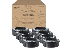 Tommee Tippee Twist & Click Advanced Windelbehälter, Original-Nachfüllkassetten, exklusive 8er-Packung, für einfaches Nachfüllen und ein tolles Preis-Leistungs-Verhältnis (Verpackung kann variieren)