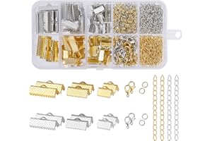 MAOXINTEK Kit per Creazione di Gioielli con Anelli di Salto Aperto, Chiusura a Moschettone per Principianti Collana,Orecchini, Bracciali fai da te Trova e Riparazione Accessori, 370 Pezzi
