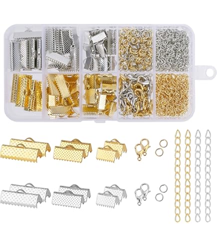 10 Pz/lotto Nastro Di Cuoio Cord End Di Fissaggio Catenacci Con Catene - Foto 10