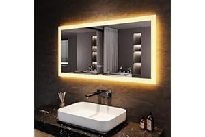 ‎SONNI SONNI Badezimmerspiegel mit Beleuchtung 120x60 cm, 3 einstellbare Lichtfarbe, Anti-Beschlag LED Badspiegel Lichtspiegel Wandspiegel mit Touchschalter, Uhr, Temperatur