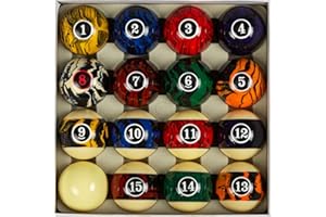 Collapsar Premium 2-1/4 Inch Regulation Size Billiard Balls Pool Ball Marble-Swirl Style AAA Grade Pool Balls Billiard Set (Several Style Available) (Black Marble with Art Number)