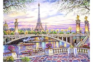 AIRDEA Puente del Flores París Torre Eiffel 5D DIY Diamond Painting Kit Completo, Bordado Rhinestone Diamantes Punto de Cruz Artes Cuadros Pintura para Adultos Decoración de Pared 40x30cm