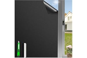 HOMTOL Sichtschutzfolie Fenster Folie Blickschutz, 60x200 cm Verdunklungsfolie für Fenster, Verdunklungsfolie Fensterfolie Blickdicht Schwarz, Statische Fensterfolie Schwarz, Milchglasfolie Fenster