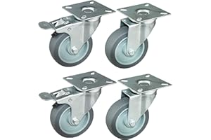 HRB Transportrollen 75mm, Möbelrollen, Gesamttragkraft 240 Kg (4 Lenkrollen, 2 mit Bremse, 2 ohne)