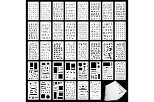 COPTINER 38 teiliges Tagebuch Schablonen Set, Buchstaben, Zahlen, Alphabet, Schablone, Planer für Notizbuch, Kunststoff, Planer, Schablone für Tagebuch, Scrapbook, DIY, Basteln, wiederverwendbar, Zeichnen