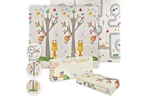 MS Fancy - Alfombra de Juegos para Bebé 180x200 cm - Doble Cara, Tapete Muy acolchado (1.5 cm Grosos), Plegable y con Bolsa de transporte