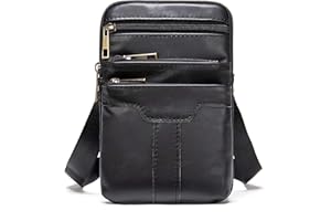 BURLIFE Sac à Bandoulière pour Téléphone Portable, Pochette de Ceinture Homme Cuir, Vertical Sac de Taille de Téléphone Sac d'Epaule Sac à Main Cuir Sac Banane Messager Poche Sac de Ceinture Portefeuille