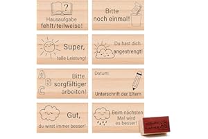 Faccito 8 Stück Lehrer Stempel Grundschule Motivstempel für Lehrer Lehrerstempel Holz Stempel Schule Geschenk für Erzieher zum Weihnachten Geburtstag Lehrertag Must Have für Lehrerin