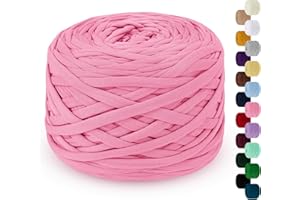 LEREATI 285g T Shirt Yarn for Crocheting 100m Elastic Ribbon Yarn Thick Crochet Fabric Yarn, Knitting T-Shirt Yarn for Crochet Bag, Blanket, Basket, DIY Projects, Home Decor (Princess Pink)