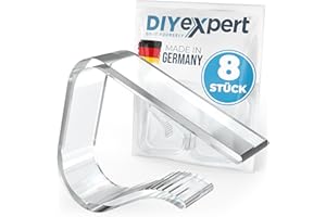 DIYexpert Tischtuchklammern Transparent Made in Germany [bis 45 mm] [8 Stück] Stabile Tischdeckenklammern - Wetterfest & rutschfest – Tischklammern für Garten, Balkon & Innenbereich