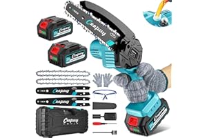 CEEPUY Mini Motosega a Batteria per Potatura 2x5000 mAh, 6 Pollici 880W Motosega Elettrica a Batteria Con Pompetta Olio, Sega Elettrica per Potatura per il Taglio Del Legno e Giardini