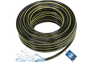 KOTARBAU® Manguera de jardín de 1/2", 50 m, 4 capas, Manguera de PVC reforzada, Antitorsión, Negro, Manguera profesional para regar plantas, Manguera jardín, Manguera de agua, Manguera riego flexible