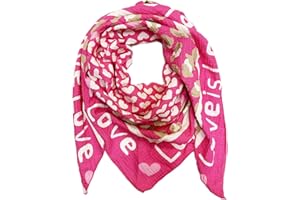 JEAMIS XL Dreieck Strickschal Herz Leopard Frühling Schal 100% Baumwolle Made in Italy Fashion Tuch Dreieckschal Stola Herbst Frühling Tuch Leo Love is Love Happy