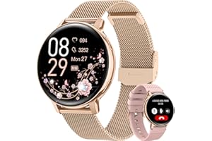 NAIXUES Reloj Inteligente Mujer con Llamadas, 1.39'' Smartwatch Función Femenina, 120+ Modos Deportivos, Pulsometro, SpO2, Monitor de Sueño, Podómetro, Calorías IP68 iOS Android Oro Rosa, Regalo Mujer