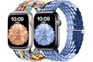 HalfYue Pleciony pasek kompatybilny z Apple Watch 38 mm, 40 mm, 41 mm, 42 mm, 44 mm, 45 mm, 49 mm, regulowany, elastyczny nylonowy pasek