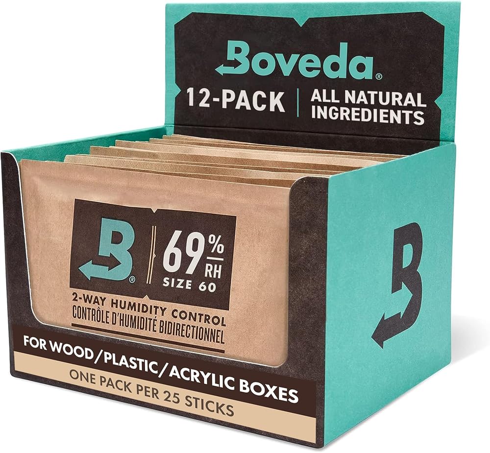 Boveda-Purolar için/Tütün |% 69 RH Nem Kontrol Paketleri | 25-100 puroları için Up ile Kullanımı için Büyük Beden | Puro Humidors için Teknolojisi Patentli | Bireysel Karton 12-Count