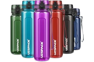 UZSPACE Botella de Agua Deportiva 500ml-750ml-1000m,Botella de Agua Tritan Ecológica y sin BPA. Reutilizable con Tapa a Prueba de Fugas para Correr, Gimnasio, Yoga, al Aire Libre y Acampar