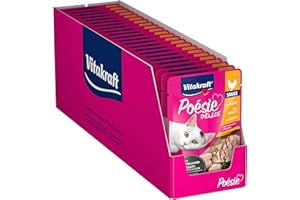 Vitakraft Poésie Délice, comida húmeda para gatos, comida húmeda para gatos en salsa, con pollo, preenvasada, sin azúcar añadido ni cereales (23x 85g)