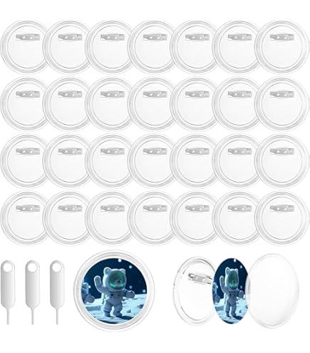 RXKFIGX 30 PCS Acrylic Button Clear Badges 60mm Badge Making Kit For Kids Clear Button Badges Set With Pin Blank Button Picture Custom Design For DIY Making Craft Supplies Christmas Festival Gift - View #11