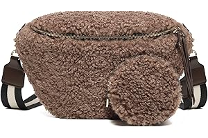 ER.Roulour Umhängetasche Bauchtasche Damen Plüsch Gürteltasche Hüfttasche mit Breiter Gurt und Münze Crossbody Bag