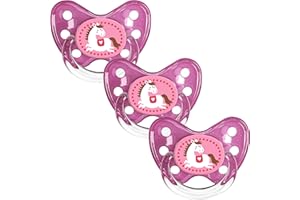 Dentistar Zestaw 3 ortodontycznych smoczków silikonowych – Rozmiar 3, od 14 miesiące – Smoczek dla niemowląt zapobiega nieprawidłowemu ułożeniu zębów – Bez BPA – Koń, Różowy