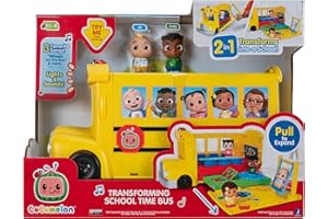 CoComelon Transforming School Time Bus - Lumières et sons - 3 chansons - 6 jeux - Figurines amovibles JJ et Cody - Jouet pour enfants et jeunes